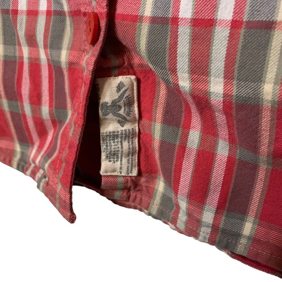 Womens Superdry Red/White PLAID SHIRT size L button up 3/4 sleeve - Picture 7 of 11